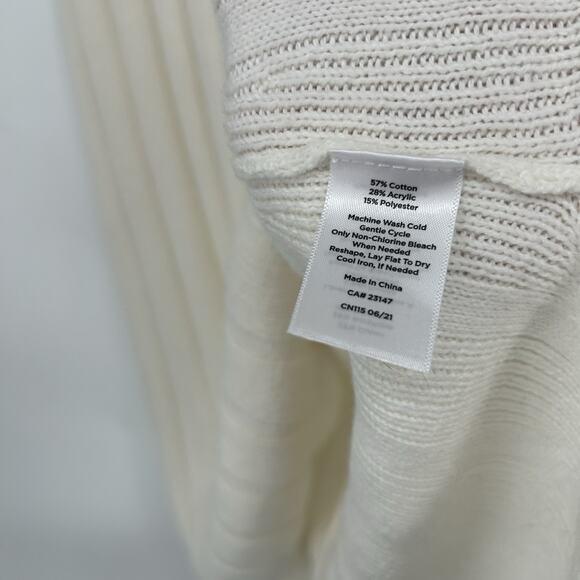 Talbots Tunic Sweater Vest Ivory Cream Ribbed Knit Sleeveless Classic Size M - Picture 9 of 9